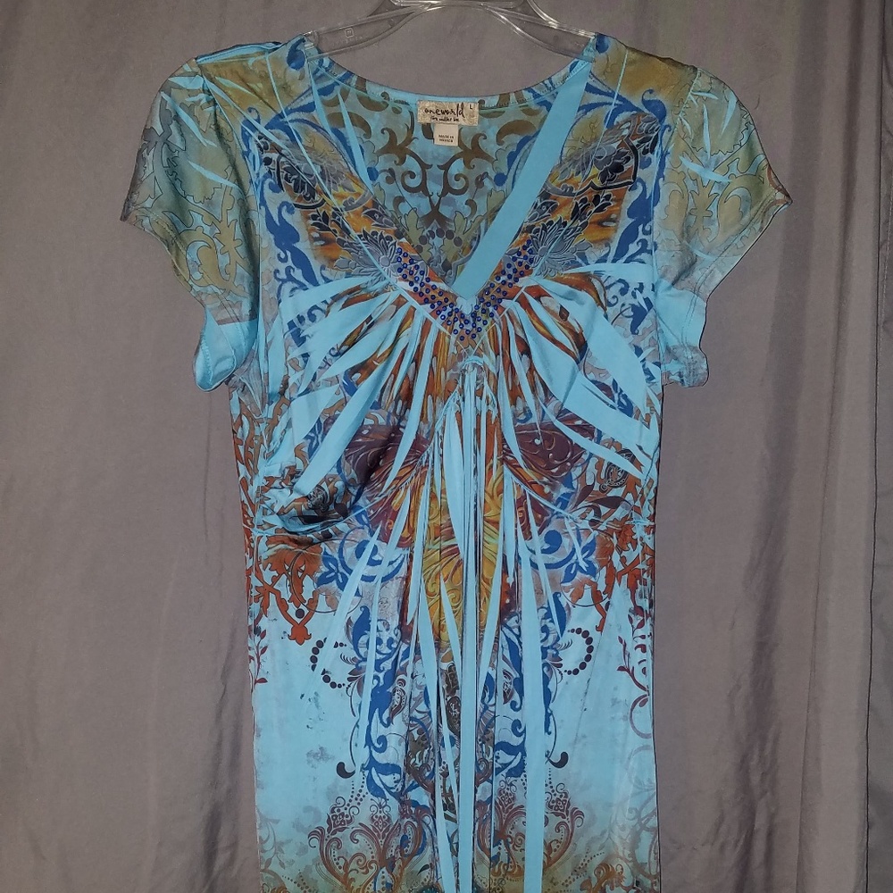One World Blue Print Dress